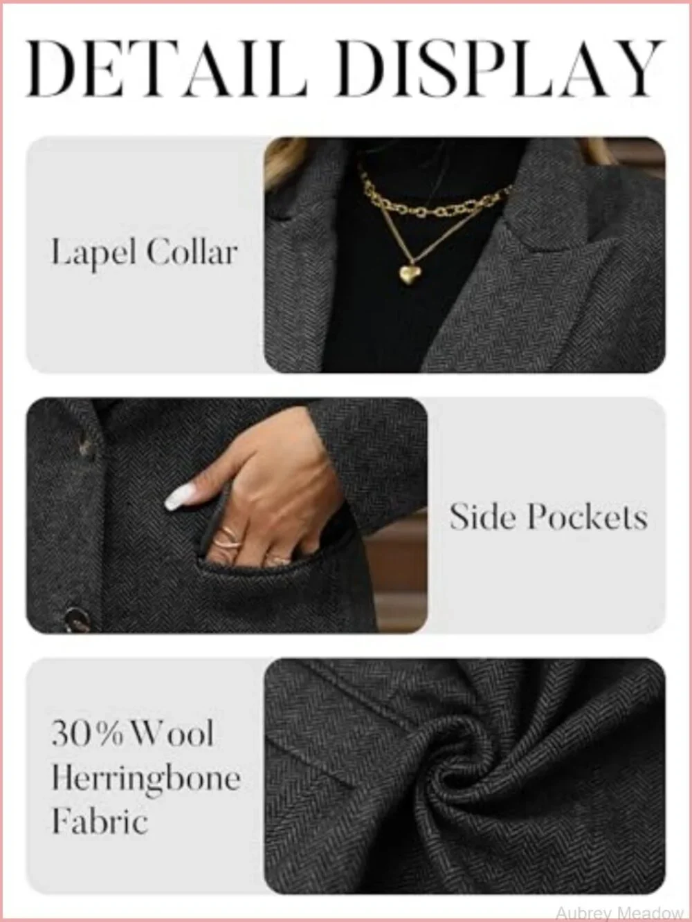Wool Blend Tweed Blazer Herringbone Oversize Blazer